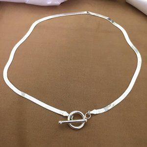 925 Sterling Silver Herringbone Necklace With Toggle Clasp